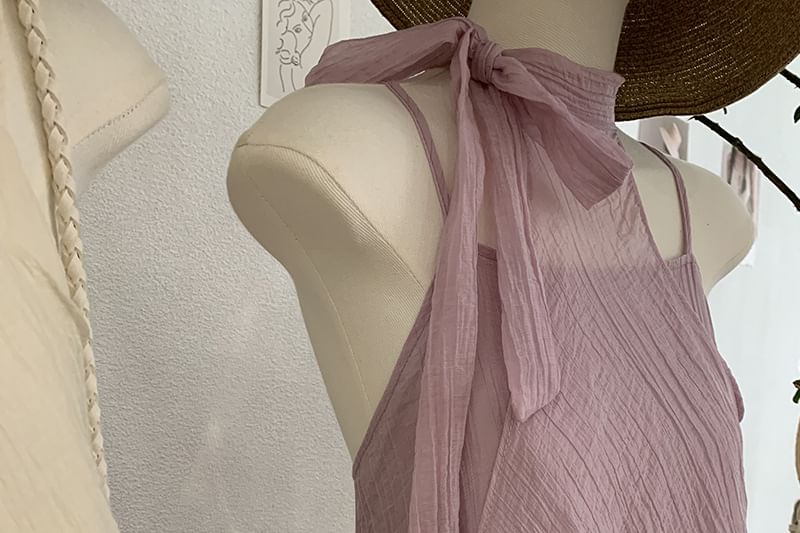 Sleeveless Layered Plain Maxi A-Line Dress