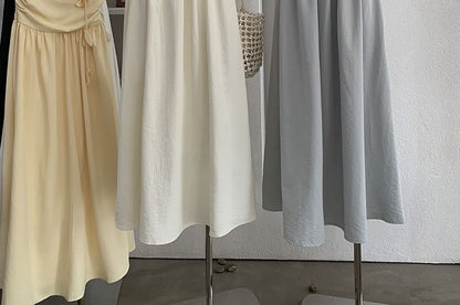 Strapless Plain Maxi A-Line Dress