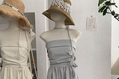 Strapless Plain Maxi A-Line Dress