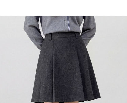 Black High Waist Plain Pleated Mini A-Line Skirt - Altfashion Shop
