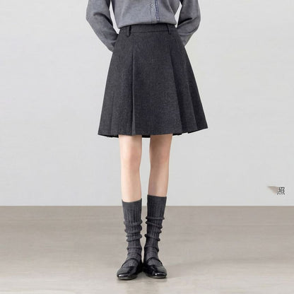 Black High Waist Plain Pleated Mini A-Line Skirt - Altfashion Shop