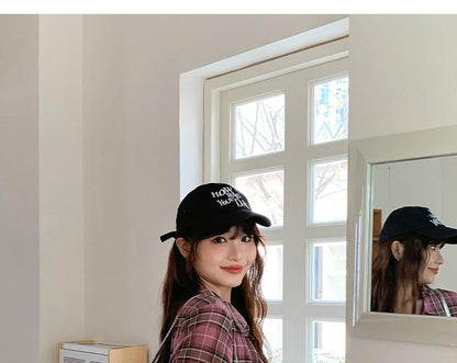 Long-Sleeve Plaid Shirt with Scoop Neck Plain Camisole Top and High Waist Mini A-Line Skirt Set - Altfashion Shop