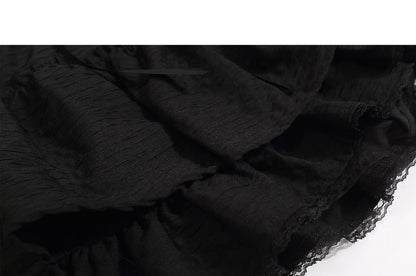 Black Mid-Rise A-Line Tiered Mini Skirt - Altfashion Shop