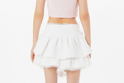 Black Mid-Rise A-Line Tiered Mini Skirt - Altfashion Shop