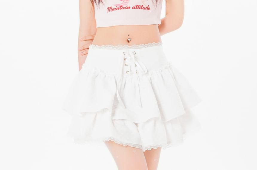 Black Mid-Rise A-Line Tiered Mini Skirt - Altfashion Shop