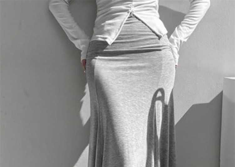 Black High Waist Plain Ruched Maxi Mermaid Skirt - Altfashion Shop