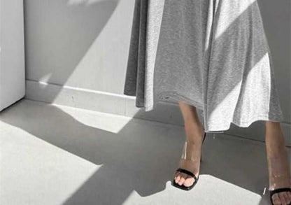 Black High Waist Plain Ruched Maxi Mermaid Skirt - Altfashion Shop