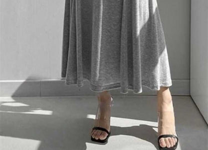 Black High Waist Plain Ruched Maxi Mermaid Skirt - Altfashion Shop