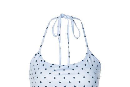 Polka Dot Halter Crop Camisole with Slim Fit