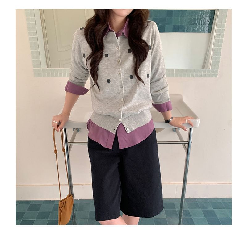 Dotted Button-Up Cardigan