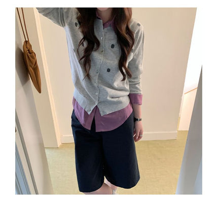 Dotted Button-Up Cardigan