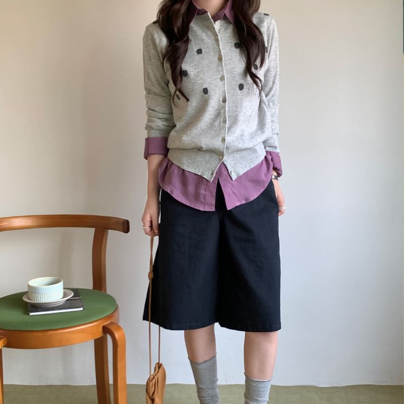 Dotted Button-Up Cardigan
