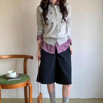 Dotted Button-Up Cardigan