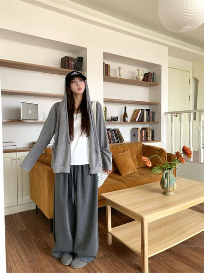 Oversized Zip Hoodie with Wide Leg Pants