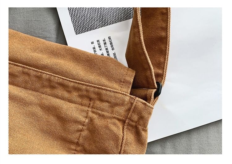 Plain Flap Canvas Crossbody Bag
