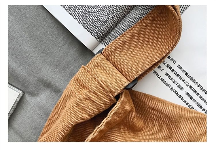 Plain Flap Canvas Crossbody Bag