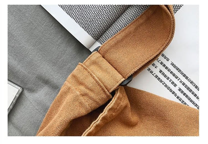 Plain Flap Canvas Crossbody Bag