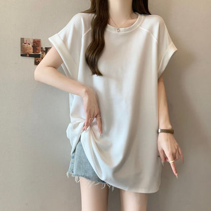 Raglan Round Neck Short Sleeve Tee