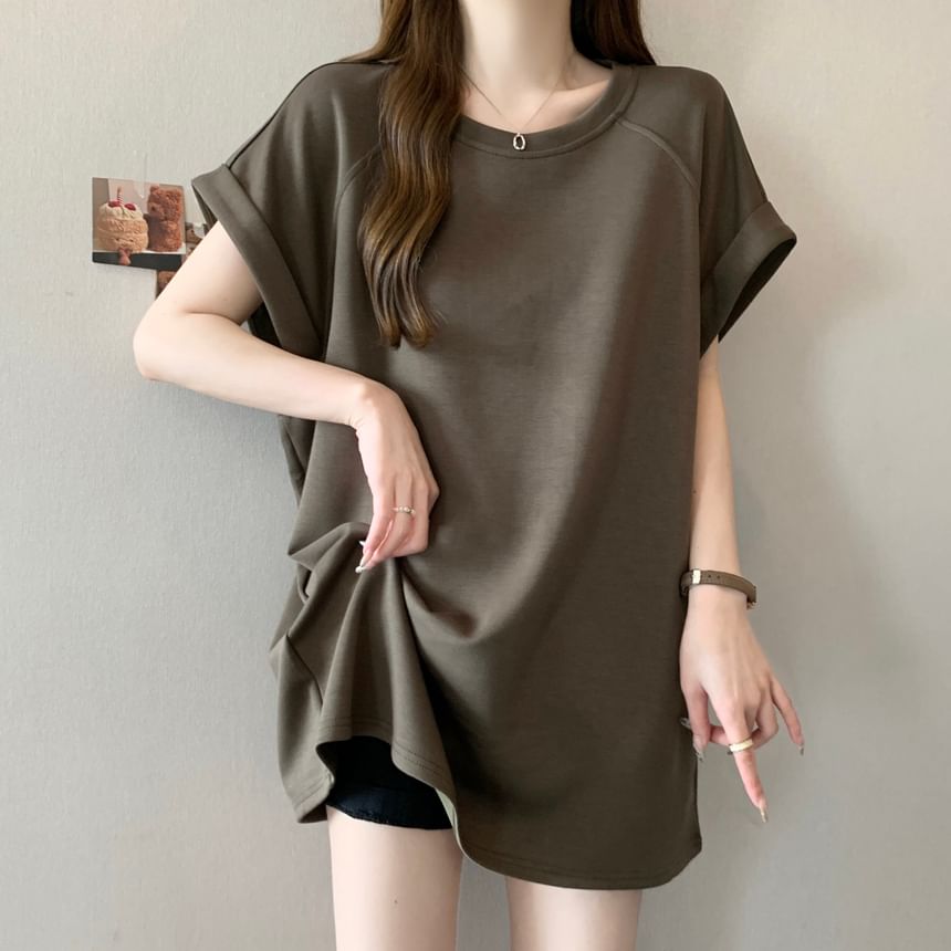 Raglan Round Neck Short Sleeve Tee