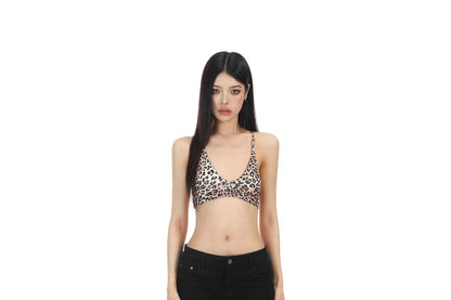 Leopard Print Scoop Neck Bralette