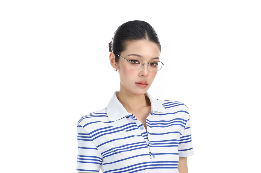 Striped Collared Tie-Waist Short-Sleeve Shirt