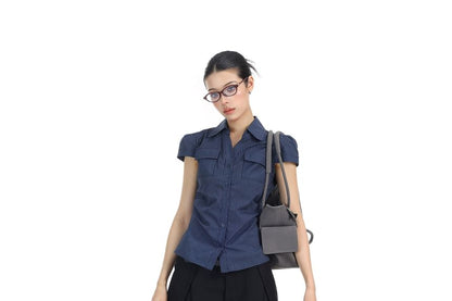 Short-Sleeve Striped Pocket Shirt