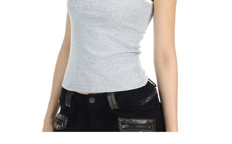 Two-Tone Mock Layered Camisole Top with Scoop Neck