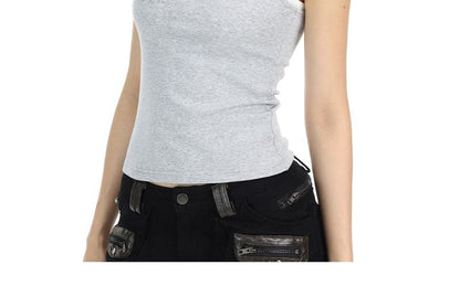 Two-Tone Mock Layered Camisole Top with Scoop Neck