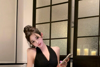 Halter Plain Maxi A-Line Dress