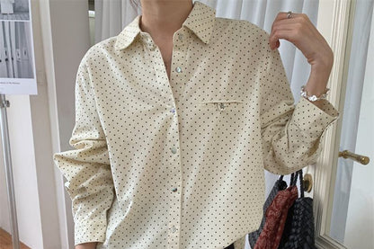 Dotted Collared Long Sleeve Shirt