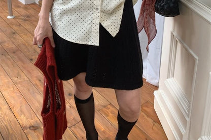 Dotted Collared Long Sleeve Shirt