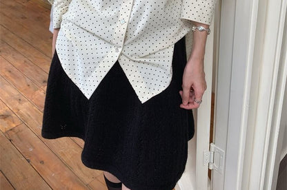 Dotted Collared Long Sleeve Shirt
