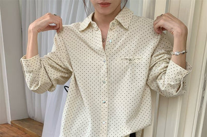Dotted Collared Long Sleeve Shirt