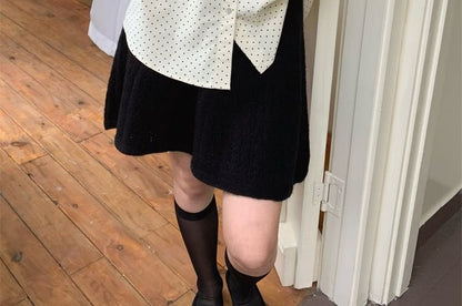 Dotted Collared Long Sleeve Shirt