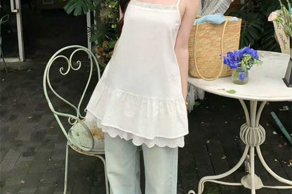 Ruffle Lace Trim Camisole Top