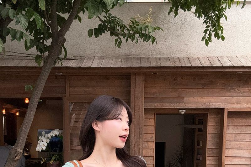 Tie-Front Scoop Neck Top with Camisole Set