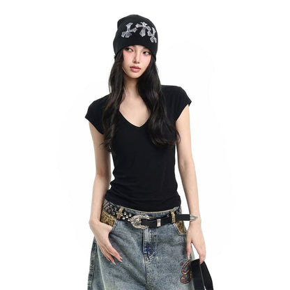 Cap Sleeve V-Neck Essential Tee