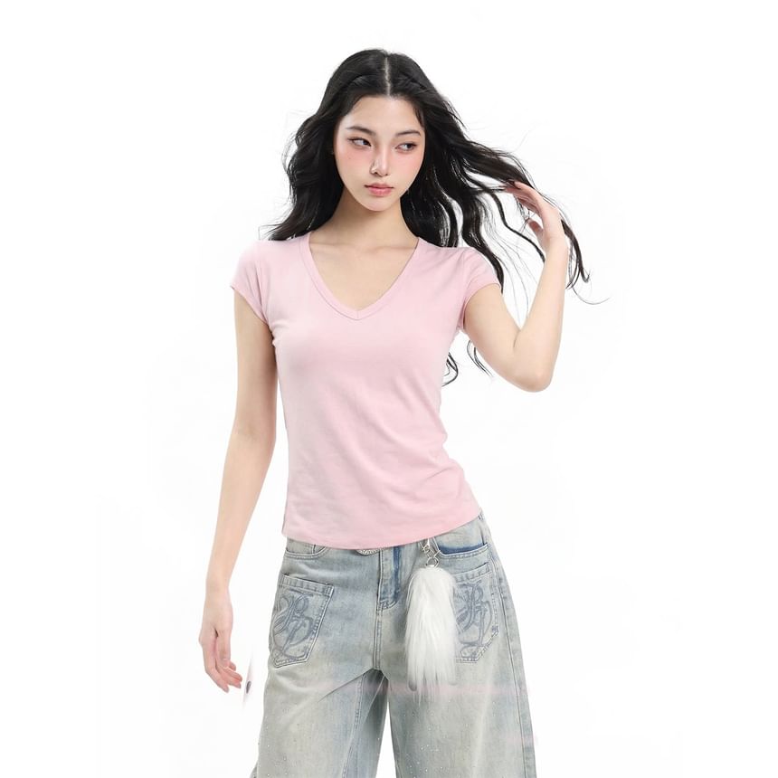 Cap Sleeve V-Neck Essential Tee
