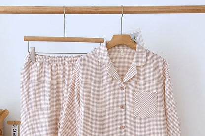 Plaid Long Sleeve Shirt and Pants Matching Set