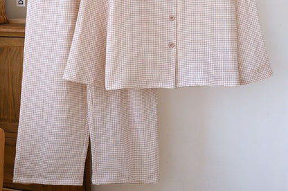 Plaid Long Sleeve Shirt and Pants Matching Set