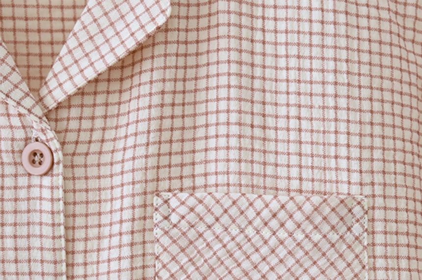 Plaid Long Sleeve Shirt and Pants Matching Set