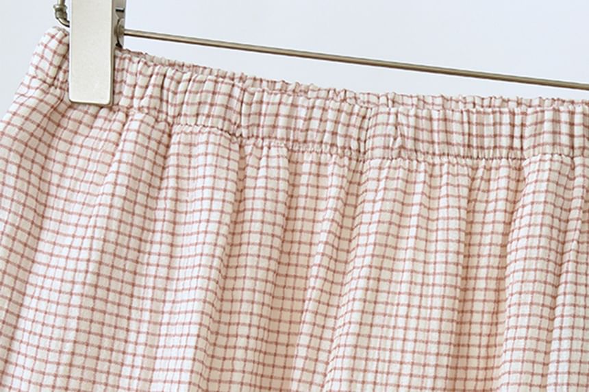 Plaid Long Sleeve Shirt and Pants Matching Set