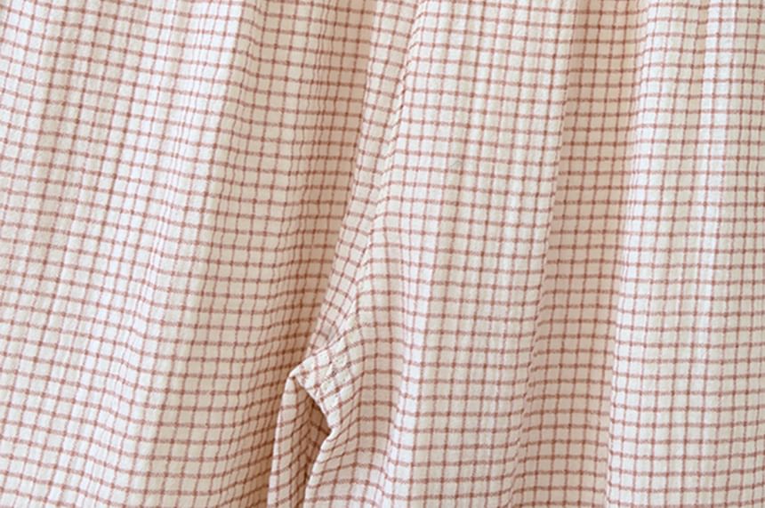 Plaid Long Sleeve Shirt and Pants Matching Set