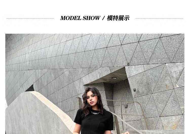 Crewneck Tee with Layered Maxi Skirt