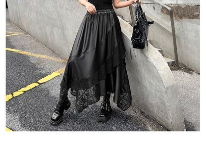 Crewneck Tee with Layered Maxi Skirt