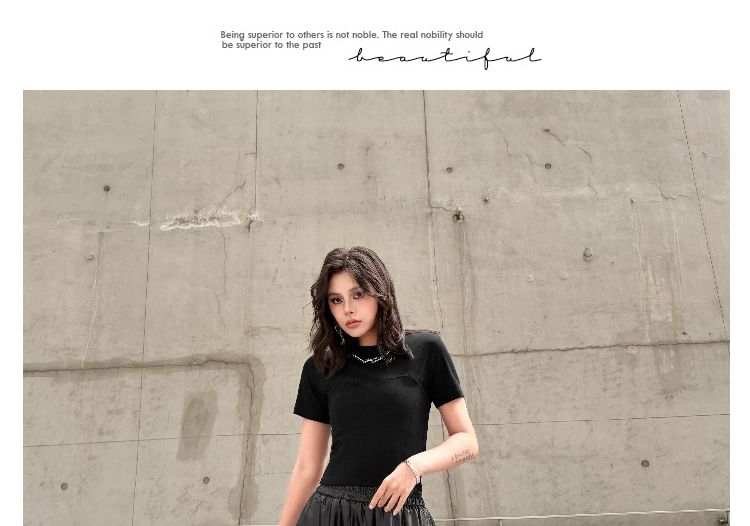 Crewneck Tee with Layered Maxi Skirt