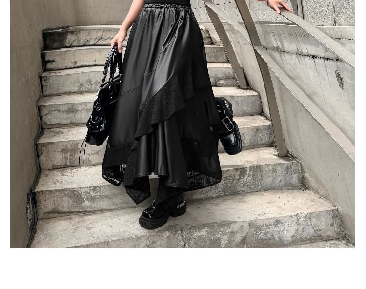 Crewneck Tee with Layered Maxi Skirt