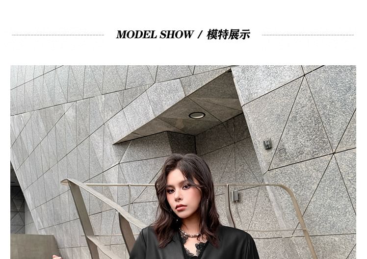 Satin V-Neck Long Sleeve Blouse