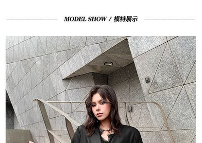 Satin V-Neck Long Sleeve Blouse