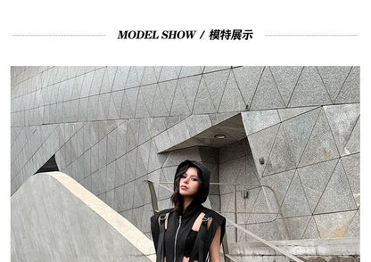 Hooded Crop Zip-Up with Sheer Wide Leg Pants